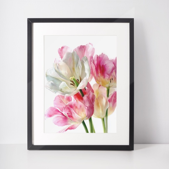 Watercolor Tulips Wall Art Illustration Print Poster Unframed - Picture 2 of 6